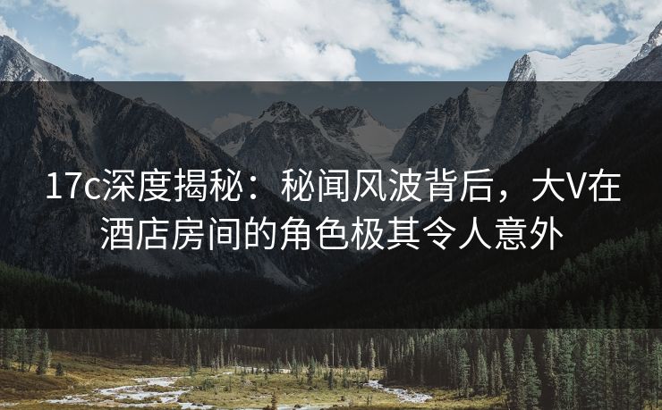 17c深度揭秘：秘闻风波背后，大V在酒店房间的角色极其令人意外