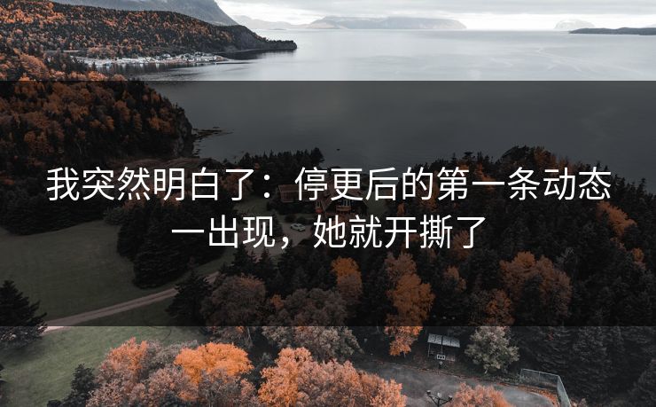 我突然明白了：停更后的第一条动态一出现，她就开撕了