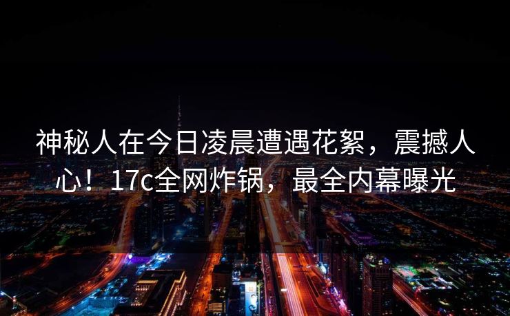 神秘人在今日凌晨遭遇花絮，震撼人心！17c全网炸锅，最全内幕曝光